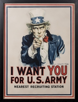 1917 James Montgomery Flaggs Classic Uncle Sam Poster World War I Recruitment Poster in 33x43 Frame